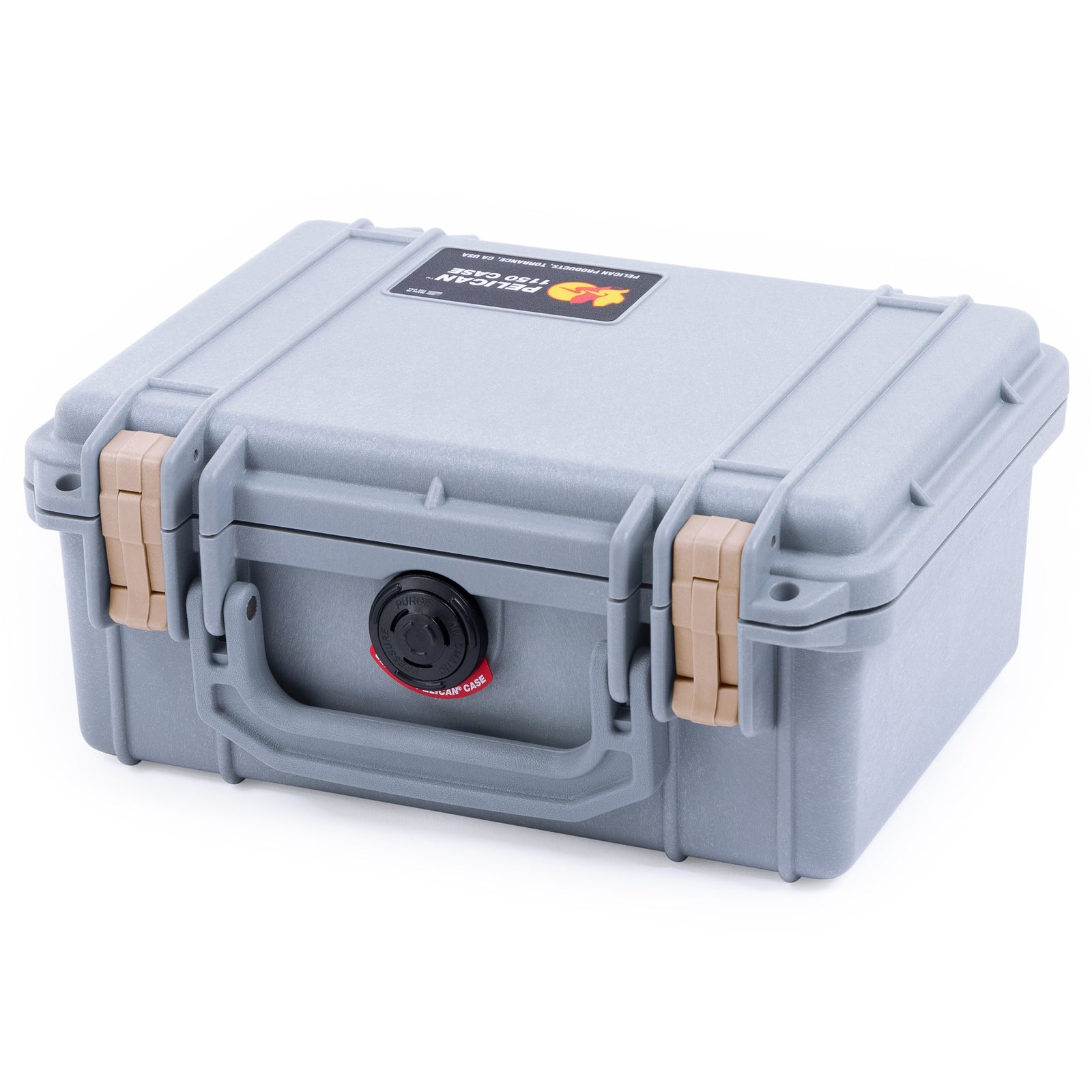 Pelican 1150 Case, Silver with Desert Tan Latches ColorCase 
