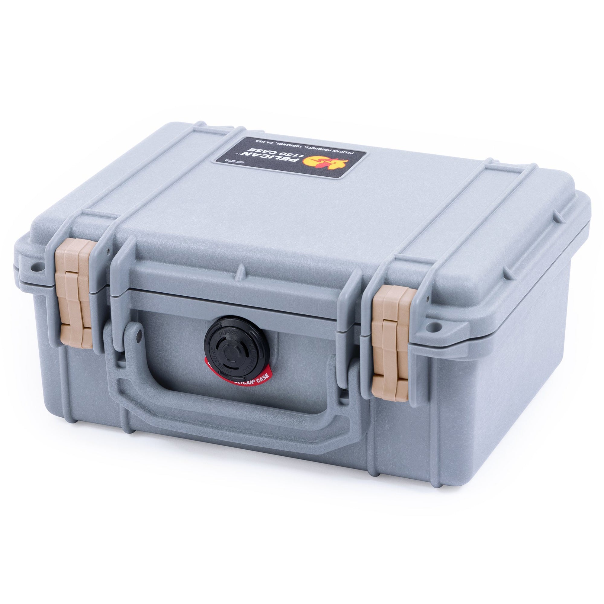 Pelican 1150 Case, Silver with Desert Tan Latches ColorCase 