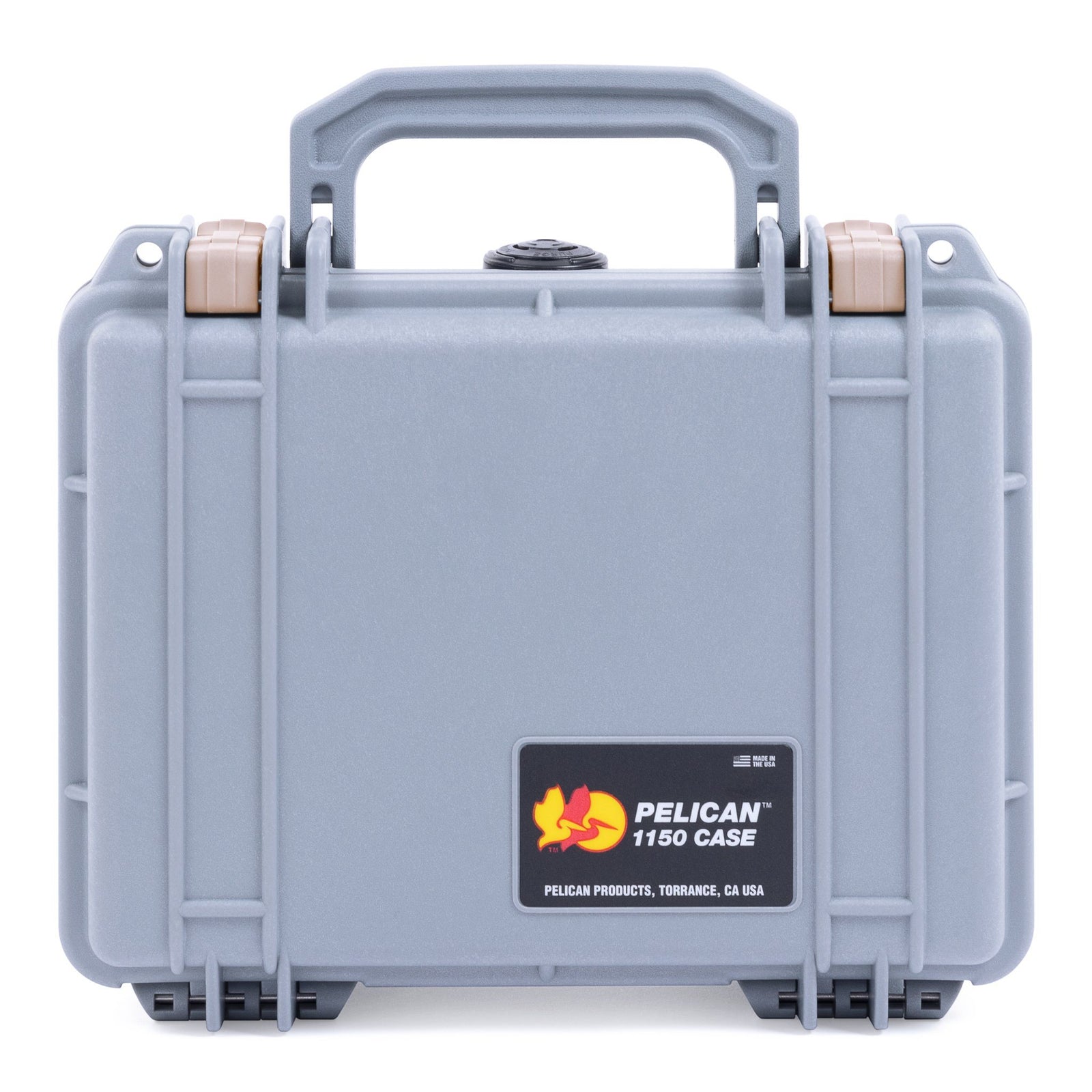 Pelican 1150 Case, Silver with Desert Tan Latches ColorCase 
