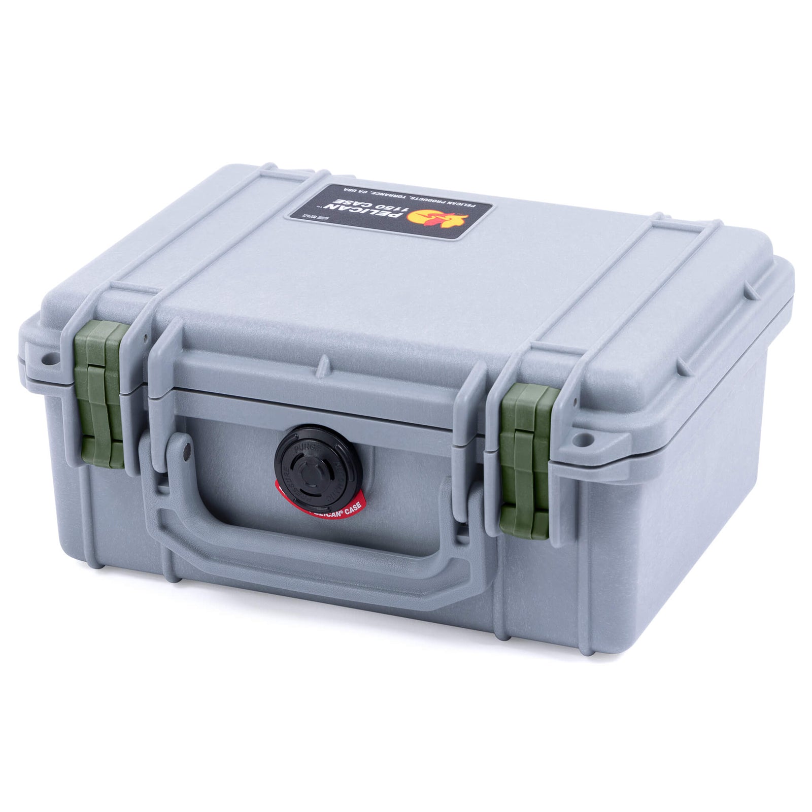 Pelican 1150 Case, Silver with OD Green Latches ColorCase 
