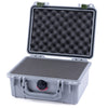 Pelican 1150 Case, Silver with OD Green Latches Pick & Pluck Foam with Convolute Lid Foam ColorCase 011500-0001-180-130