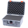 Pelican 1150 Case, Silver with Orange Latches Pick & Pluck Foam with Convolute Lid Foam ColorCase 011500-0001-180-150