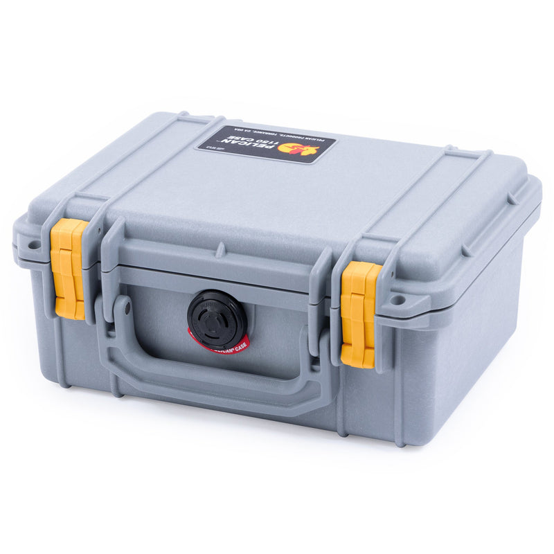 Pelican 1150 Case, Silver with Yellow Latches ColorCase 