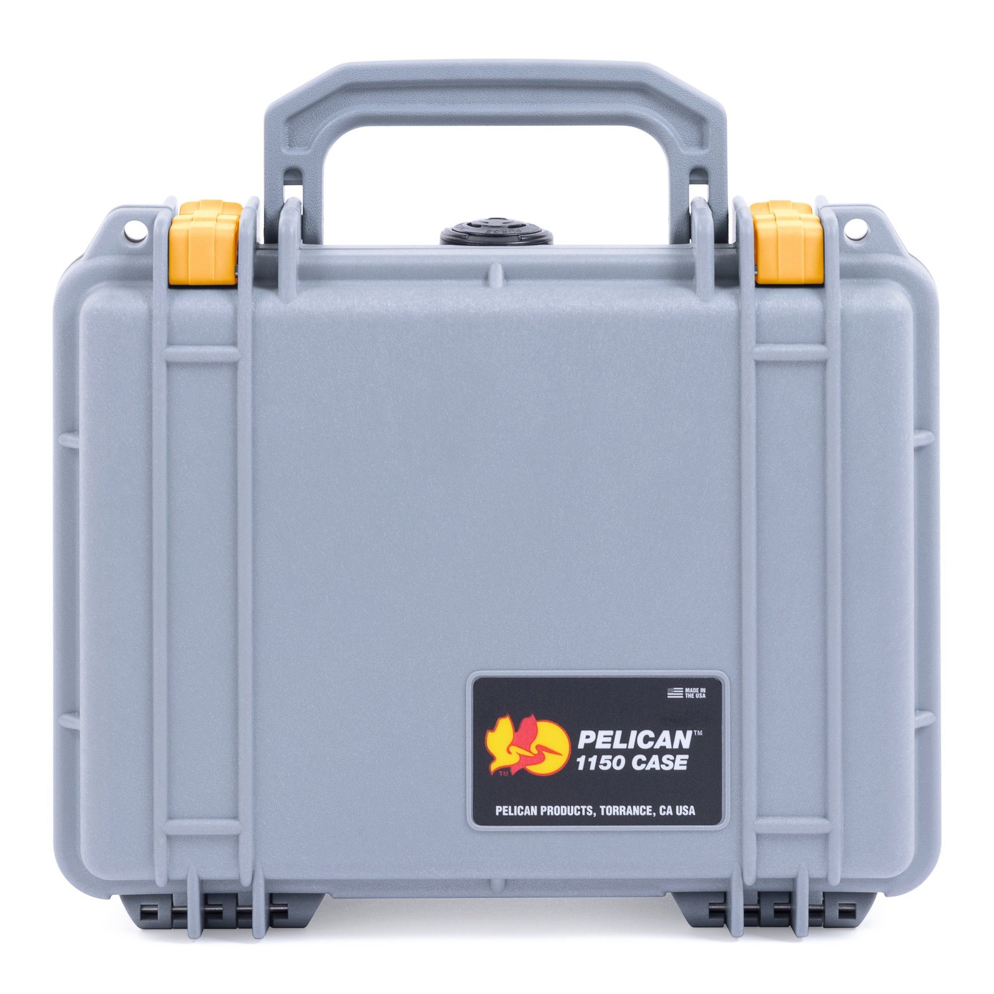 Pelican 1150 Case, Silver with Yellow Latches ColorCase 