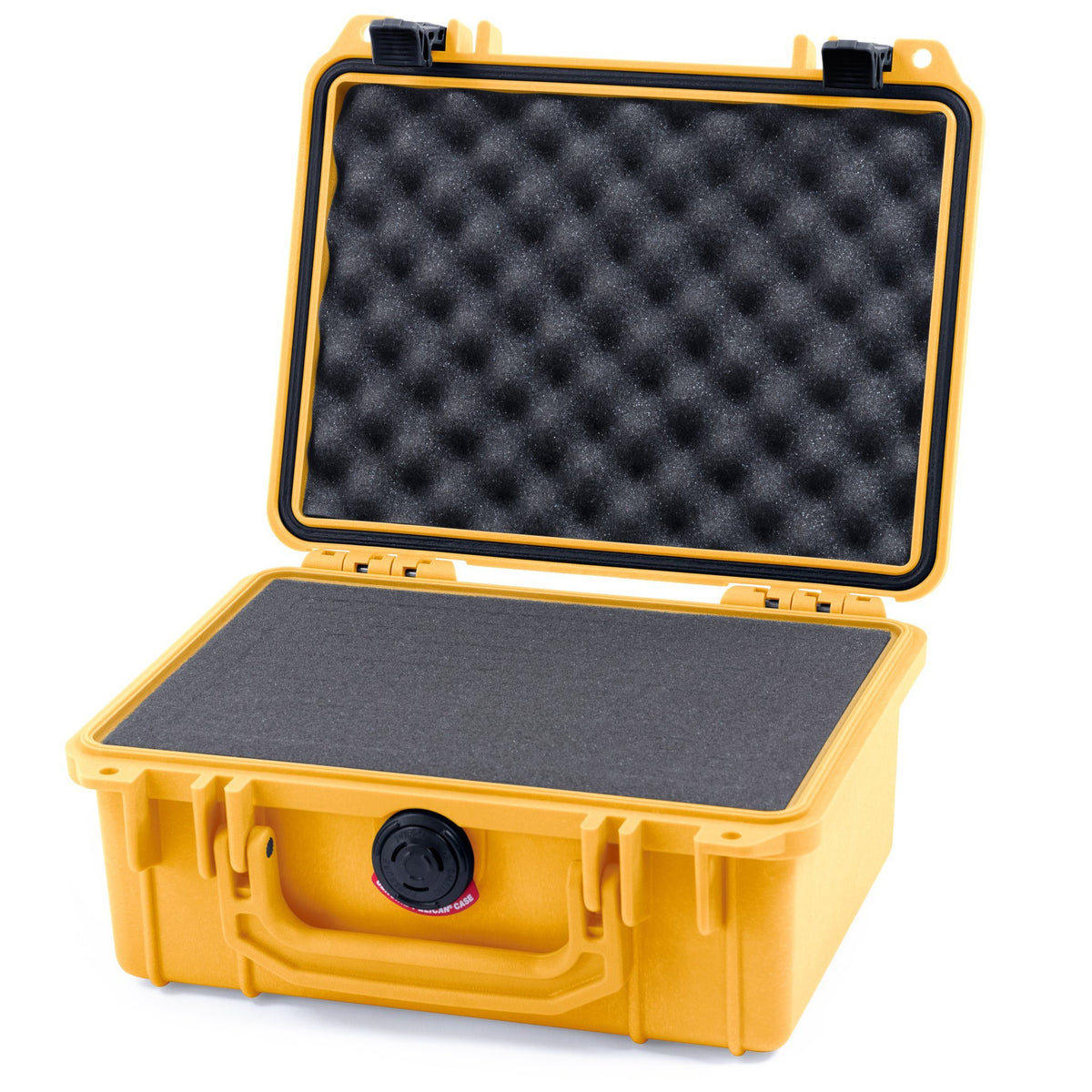 Pelican 1150 Case, Yellow with Black Latches Pick &amp; Pluck Foam with Convolute Lid Foam ColorCase 011500-0001-240-110