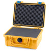 Pelican 1150 Case, Yellow with Blue Latches Pick & Pluck Foam with Convolute Lid Foam ColorCase 011500-0001-240-120