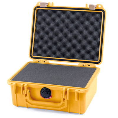 Pelican 1150 Case, Yellow with Desert Tan Latches Pick & Pluck Foam with Convolute Lid Foam ColorCase 011500-0001-240-310