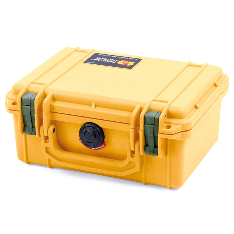 Pelican 1150 Case, Yellow with OD Green Latches ColorCase 