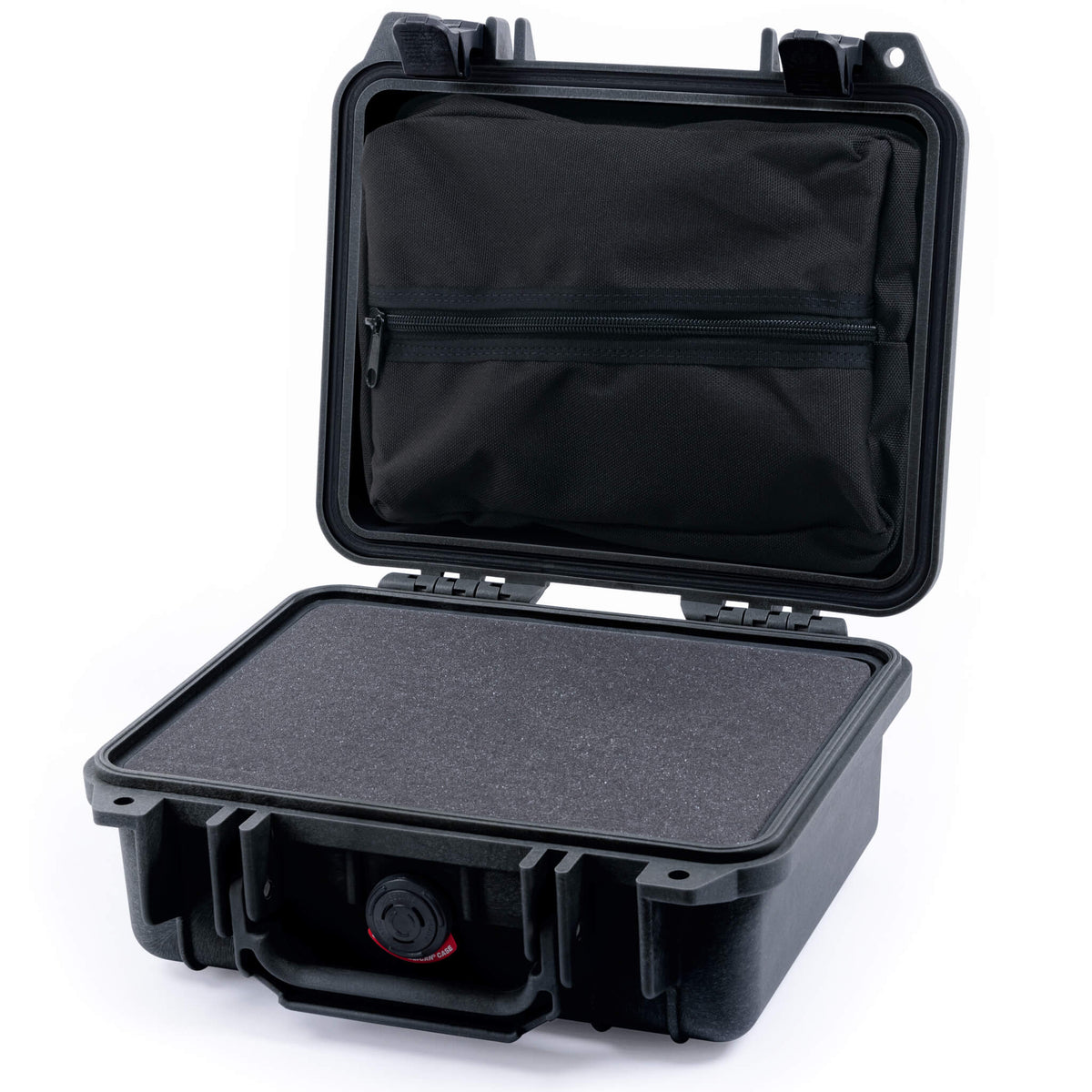 Pelican 1200 Case, Black Pick &amp; Pluck Foam with Zipper Pouch ColorCase 012000-0101-110-110