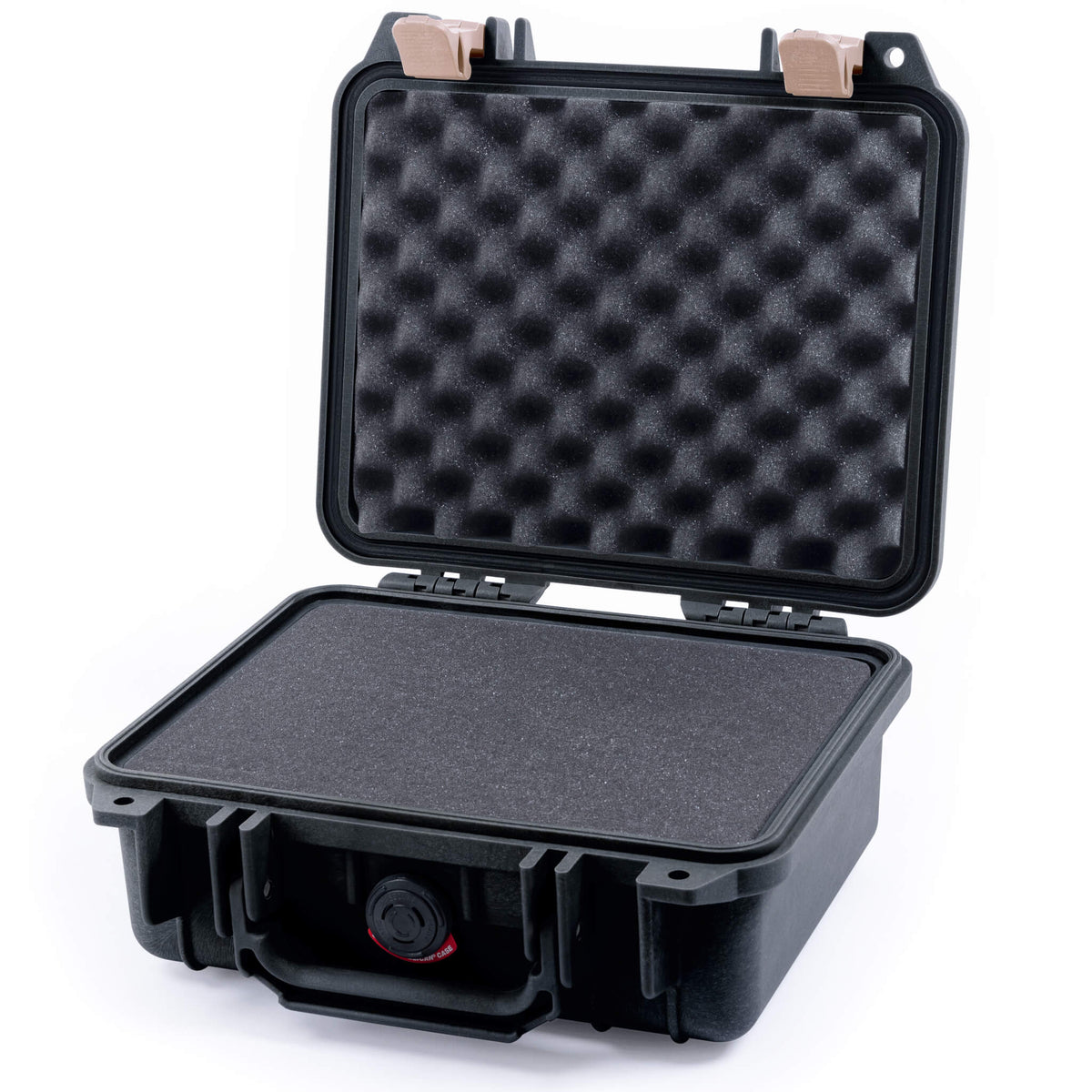 Pelican 1200 Case, Black with Desert Tan Latches Pick &amp; Pluck Foam with Convolute Lid Foam ColorCase 012000-0001-110-310