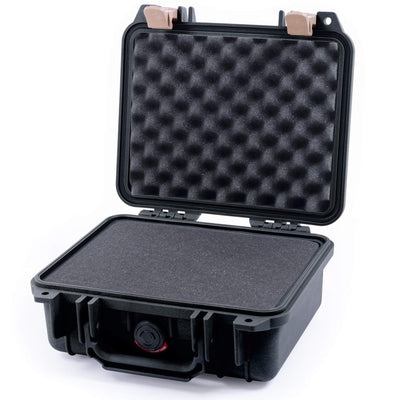 Pelican 1200 Case, Black with Desert Tan Latches Pick & Pluck Foam with Convolute Lid Foam ColorCase 012000-0001-110-310