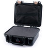 Pelican 1200 Case, Black with Desert Tan Latches Pick & Pluck Foam with Zipper Pouch ColorCase 012000-0101-110-310