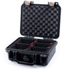 Pelican 1200 Case, Black with Desert Tan Latches TrekPak Divider System with Convolute Lid Foam ColorCase 012000-0020-110-310