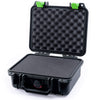 Pelican 1200 Case, Black with Lime Green Latches Pick & Pluck Foam with Convolute Lid Foam ColorCase 012000-0001-110-300