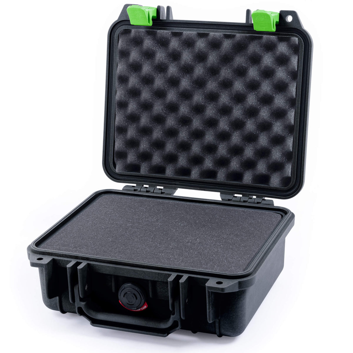 Pelican 1200 Case, Black with Lime Green Latches Pick &amp; Pluck Foam with Convolute Lid Foam ColorCase 012000-0001-110-300