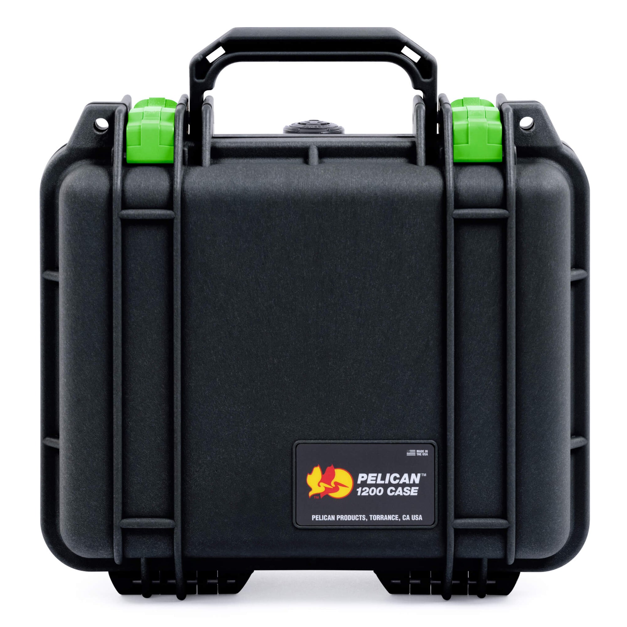 Pelican 1200 Case, Black with Lime Green Latches ColorCase 