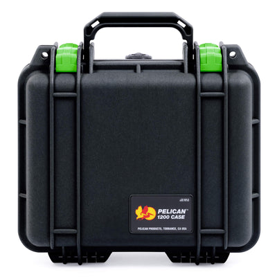 Pelican 1200 Case, Black with Lime Green Latches ColorCase
