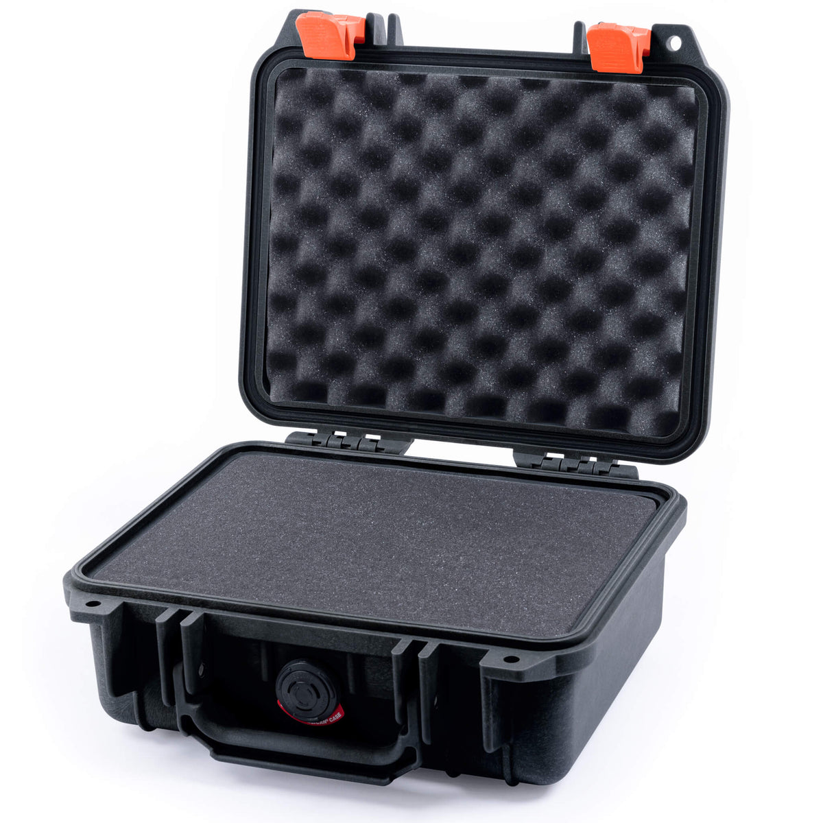 Pelican 1200 Case, Black with Orange Latches Pick &amp; Pluck Foam with Convolute Lid Foam ColorCase 012000-0001-110-150