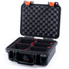 Pelican 1200 Case, Black with Orange Latches TrekPak Divider System with Convolute Lid Foam ColorCase 012000-0020-110-150