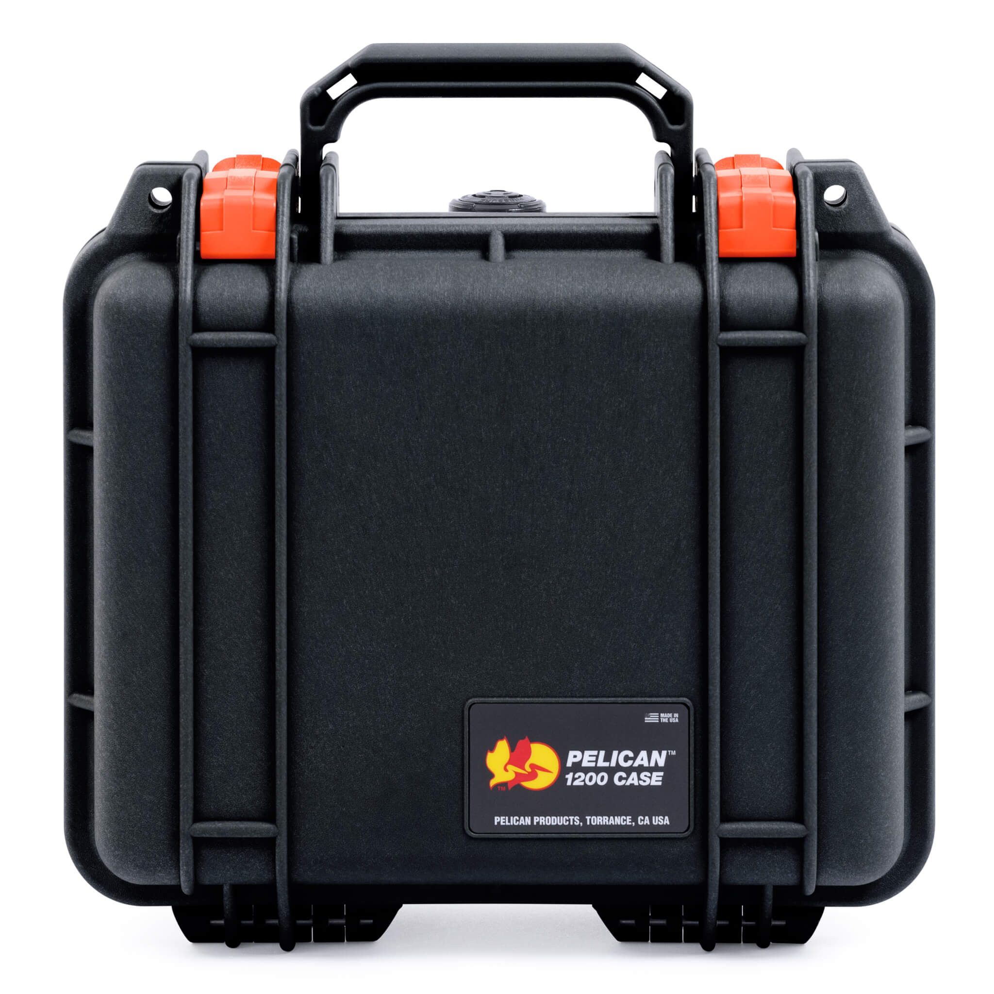 Pelican 1200 Case, Black with Orange Latches - ColorCase