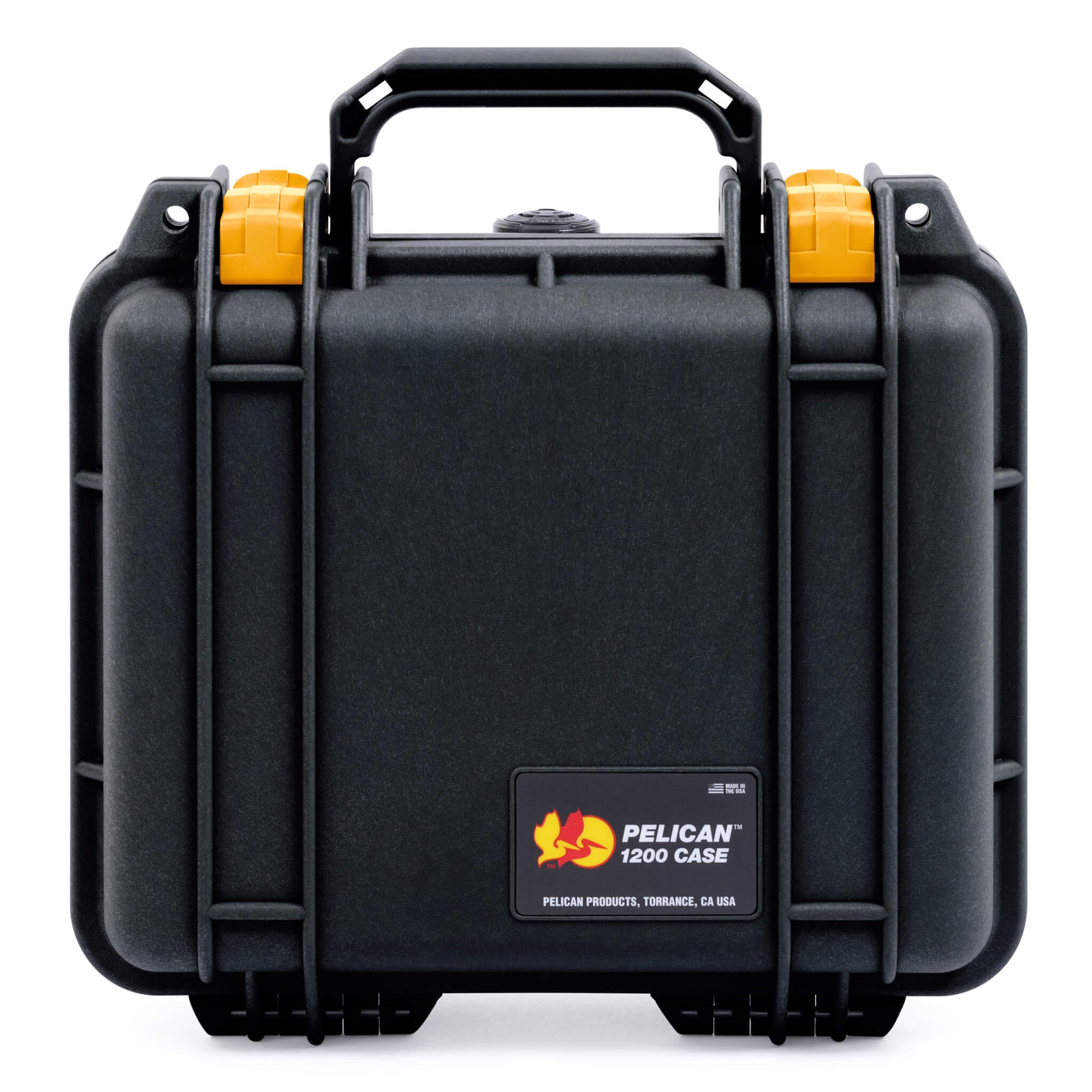 Pelican 1200 Case, Black with Yellow Latches ColorCase 