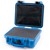 Pelican 1200 Case, Blue with Black Latches Pick & Pluck Foam with Zipper Pouch ColorCase 012000-0101-120-110