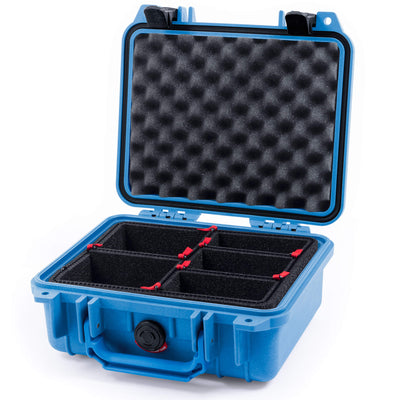 Pelican 1200 Case, Blue with Black Latches TrekPak Divider System with Convolute Lid Foam ColorCase 012000-0020-120-110