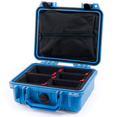 Pelican 1200 Case, Blue with Black Latches TrekPak Divider System with Zipper Pouch ColorCase 012000-0120-120-110