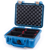 Pelican 1200 Case, Blue with Desert Tan Latches TrekPak Divider System with Convolute Lid Foam ColorCase 012000-0020-120-310