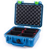 Pelican 1200 Case, Blue with Lime Green Latches TrekPak Divider System with Convolute Lid Foam ColorCase 012000-0020-120-300