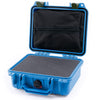 Pelican 1200 Case, Blue with OD Green Latches Pick & Pluck Foam with Zipper Pouch ColorCase 012000-0101-120-130