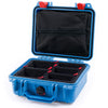 Pelican 1200 Case, Blue with Red Latches TrekPak Divider System with Zipper Pouch ColorCase 012000-0120-120-320