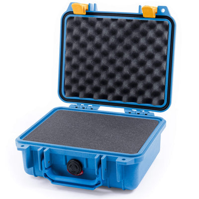 Pelican 1200 Case, Blue with Yellow Latches Pick & Pluck Foam with Convolute Lid Foam ColorCase 012000-0001-120-240