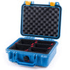 Pelican 1200 Case, Blue with Yellow Latches TrekPak Divider System with Convolute Lid Foam ColorCase 012000-0020-120-240