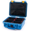 Pelican 1200 Case, Blue with Yellow Latches TrekPak Divider System with Zipper Pouch ColorCase 012000-0120-120-240