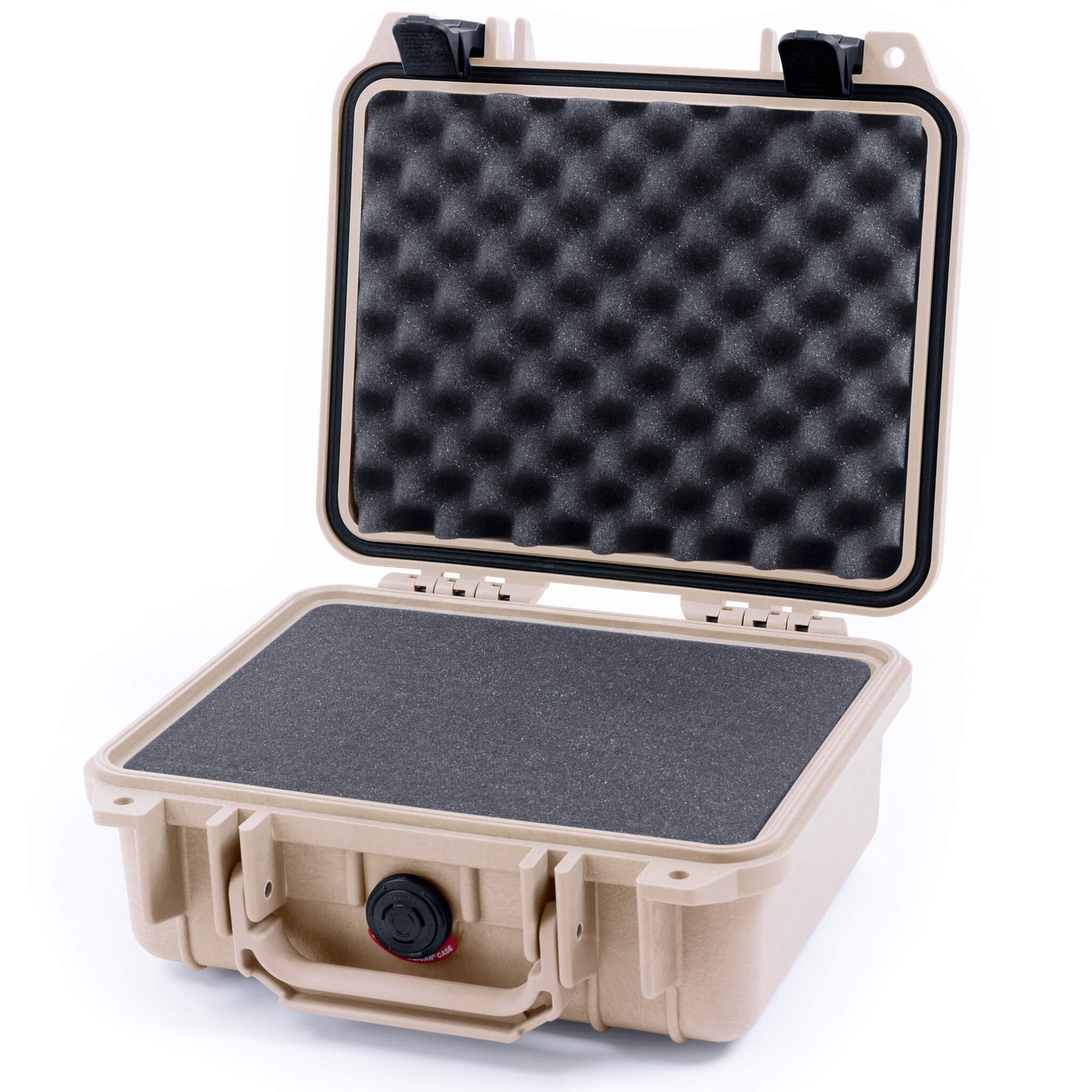 Pelican 1200 Case, Desert Tan with Black Latches Pick & Pluck Foam with Convolute Lid Foam ColorCase 012000-0001-310-110