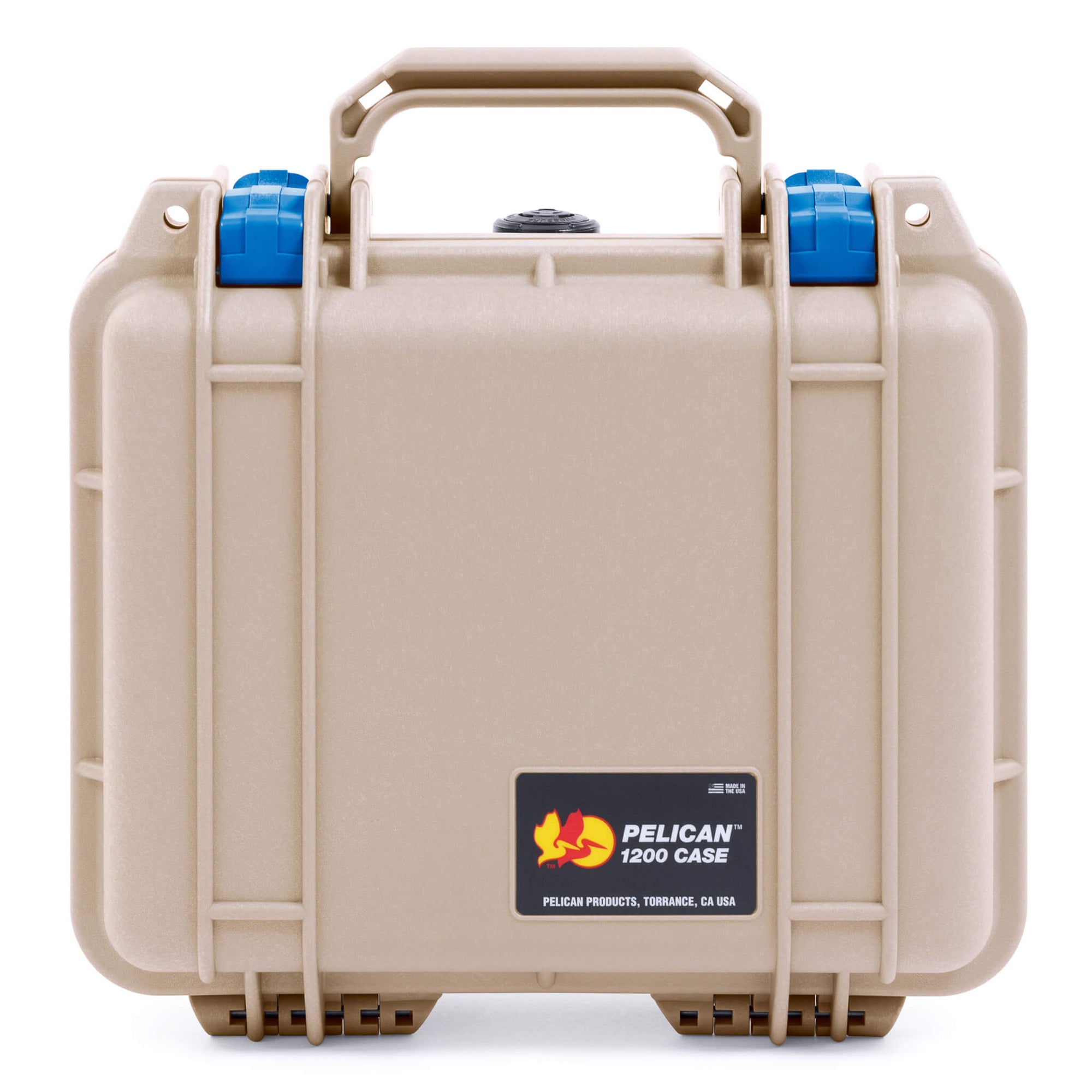 Pelican 1200 Case, Desert Tan with Blue Latches ColorCase 