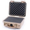 Pelican 1200 Case, Desert Tan Pick & Pluck Foam with Convolute Lid Foam ColorCase 012000-0001-310-310