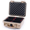 Pelican 1200 Case, Desert Tan TrekPak Divider System with Convolute Lid Foam ColorCase 012000-0020-310-310