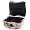 Pelican 1200 Case, Desert Tan TrekPak Divider System with Zipper Pouch ColorCase 012000-0120-310-310