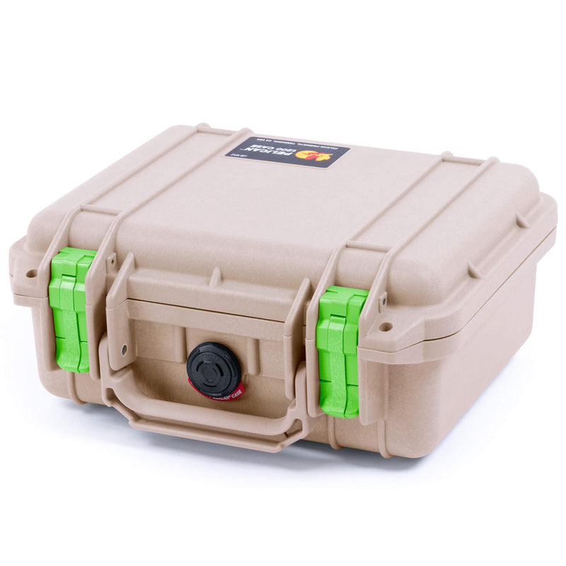 Pelican 1200 Case, Desert Tan with Lime Green Latches ColorCase 