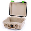 Pelican 1200 Case, Desert Tan with Lime Green Latches None (Case Only) ColorCase 012000-0000-310-300