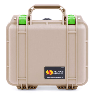 Pelican 1200 Case, Desert Tan with Lime Green Latches ColorCase