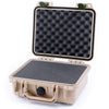 Pelican 1200 Case, Desert Tan with OD Green Latches Pick & Pluck Foam with Convolute Lid Foam ColorCase 012000-0001-310-130