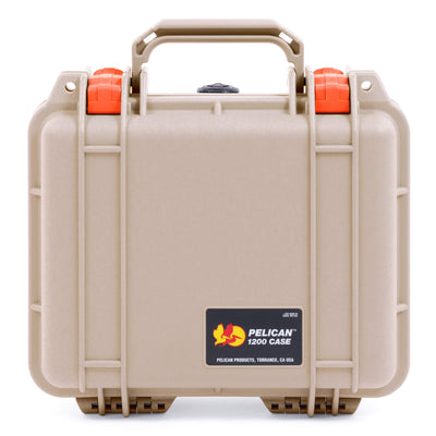 Pelican 1200 Case, Desert Tan with Orange Latches ColorCase