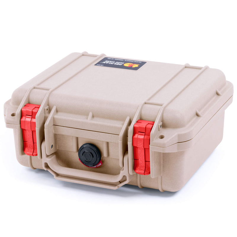 Pelican 1200 Case, Desert Tan with Red Latches ColorCase 