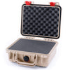 Pelican 1200 Case, Desert Tan with Red Latches Pick & Pluck Foam with Convolute Foam ColorCase 012000-0001-310-320