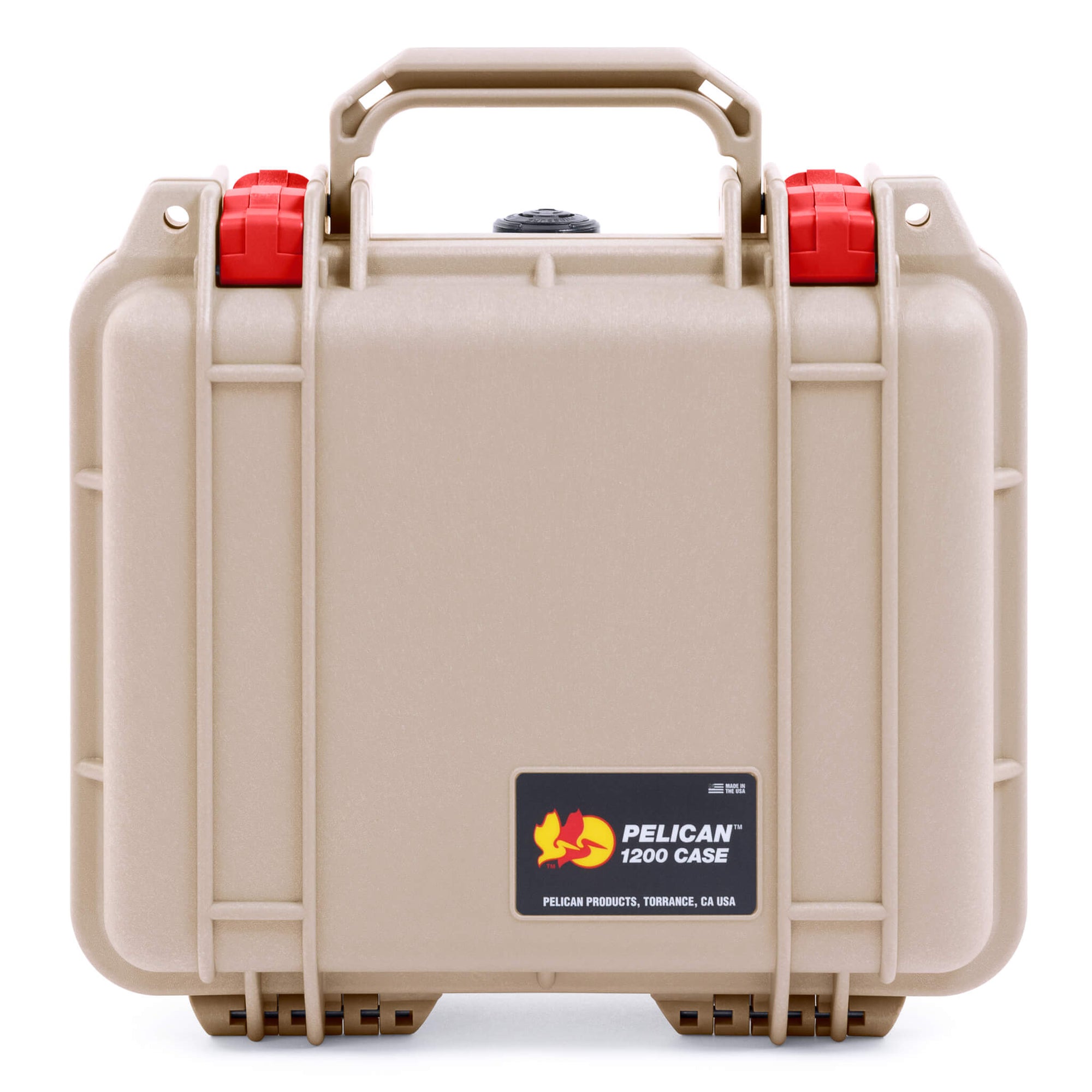 Pelican 1200 Case, Desert Tan with Red Latches ColorCase 