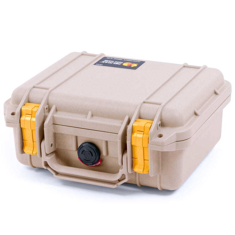 Pelican 1200 Case, Desert Tan with Yellow Latches ColorCase 