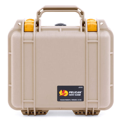 Pelican 1200 Case, Desert Tan with Yellow Latches ColorCase